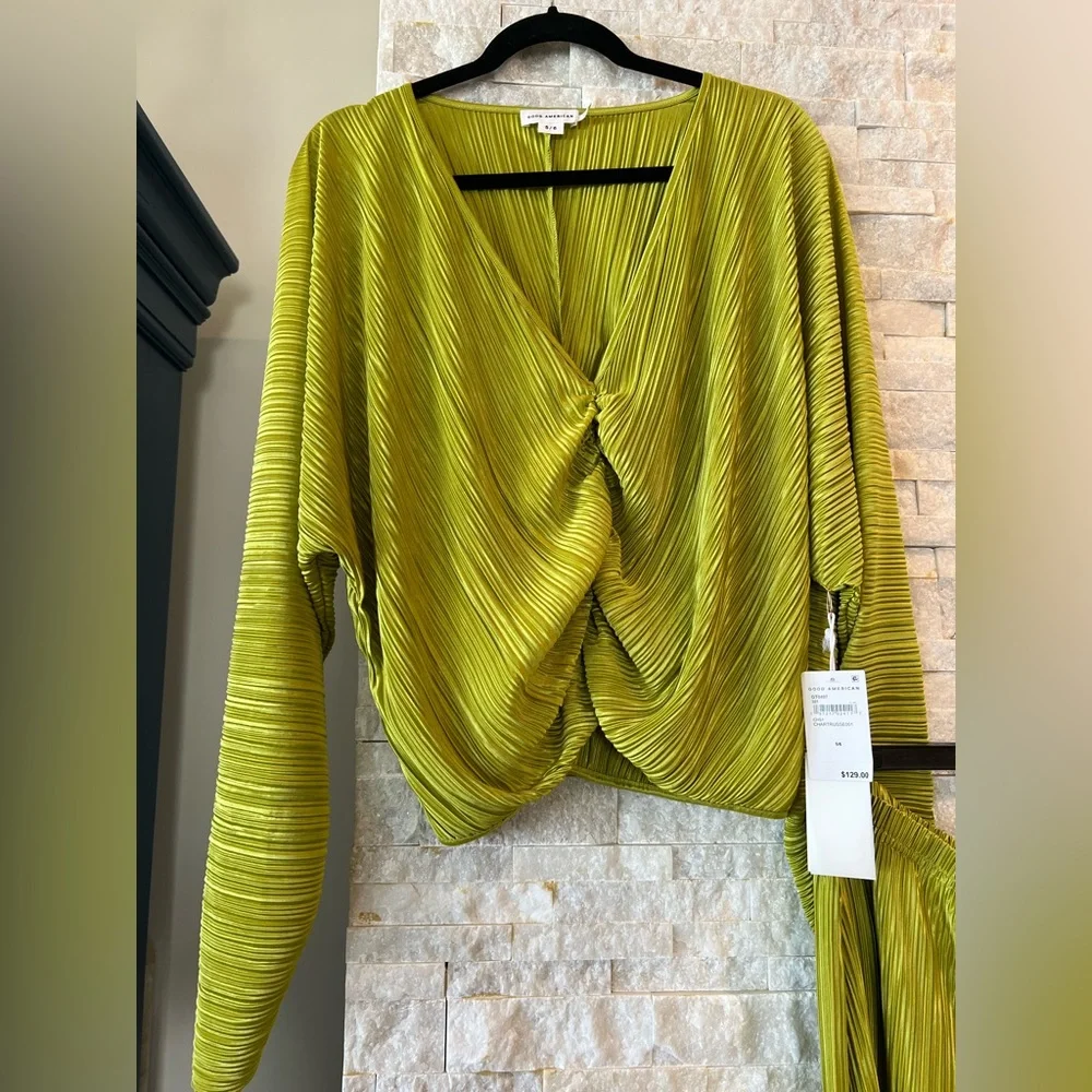 Good American Chartreuse Wide Leg Pants - Picture 7 of 16